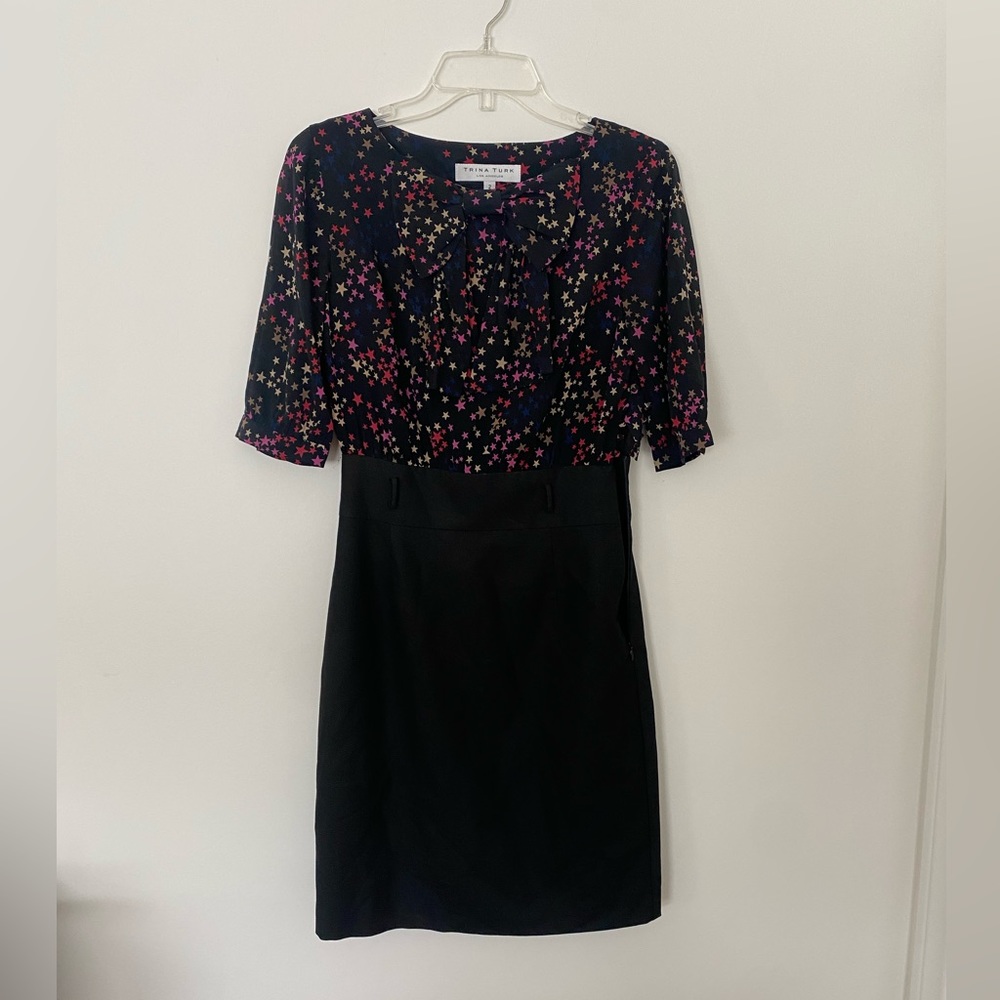 Neiman Marcus Designer Trina Turk Quarter Sleeve Sleek Midi Dress